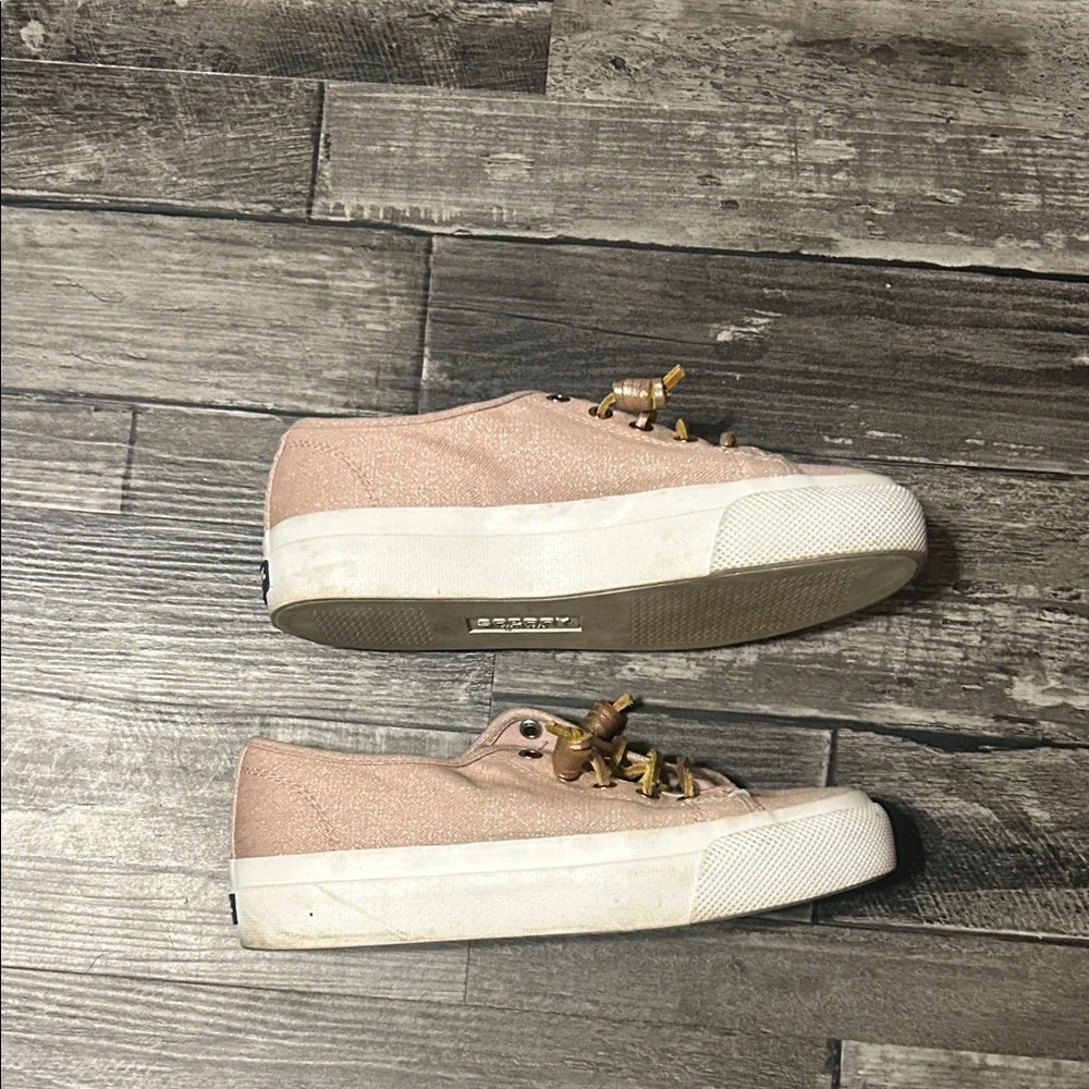 Sperry Blush Canvas Sneakers with Unique Laces - Picture 2 of 5